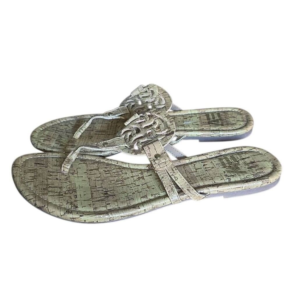 American Eagle Women's Size 7 Yellow Gold Cork Print Slide Sandals